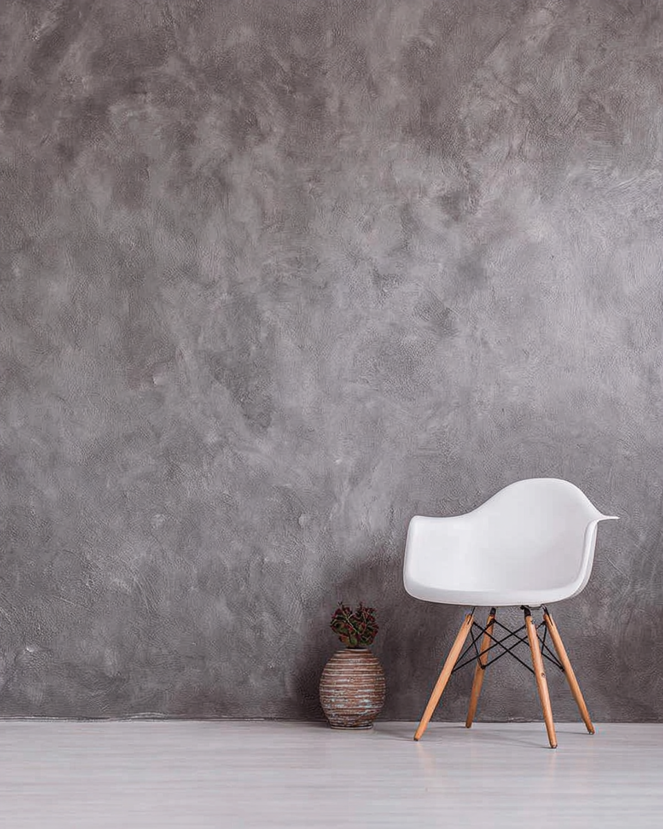 Textured microcement feature wall with seamless finish