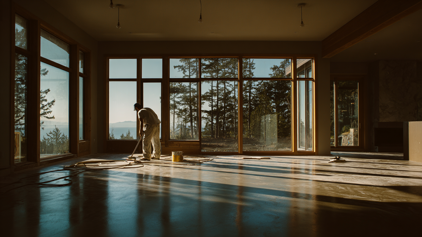 Professional microcement application in progress