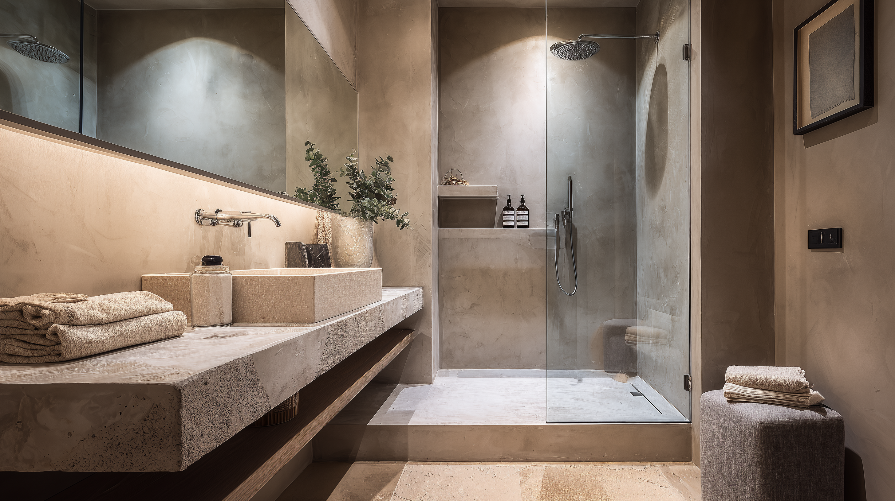 Microcement bathroom seamless finish