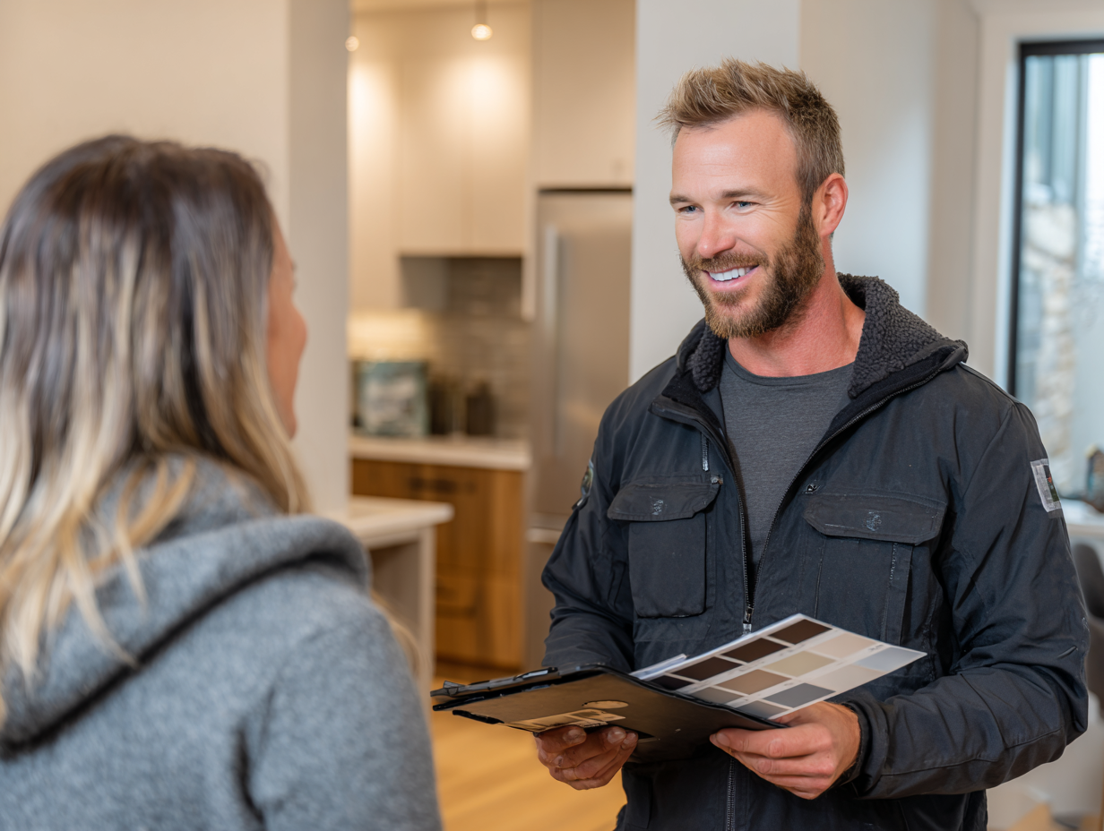 Free consultation for microcement project with color samples and design discussion